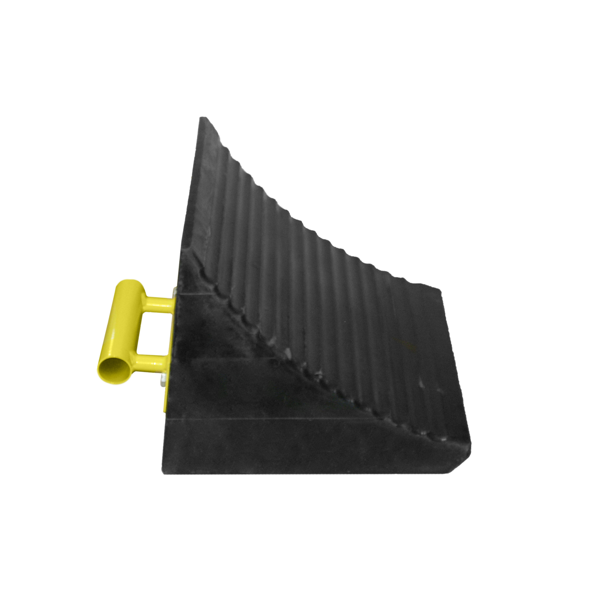 AME Intl. Model 15301 – Heavy-Duty OTR Rubber Wheel Chock for 47-86? Tires, Black w/ Steel Handle – 11.75? L × 11.5? W × 10? H